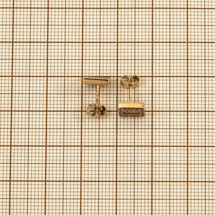 Auksiniai auskarai \Kvadratukai\ su cirkoniais 1078 — miniatiūra 3
